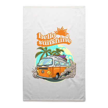 Hello Sunshine, Beach Van - AS Colour Tea Towel