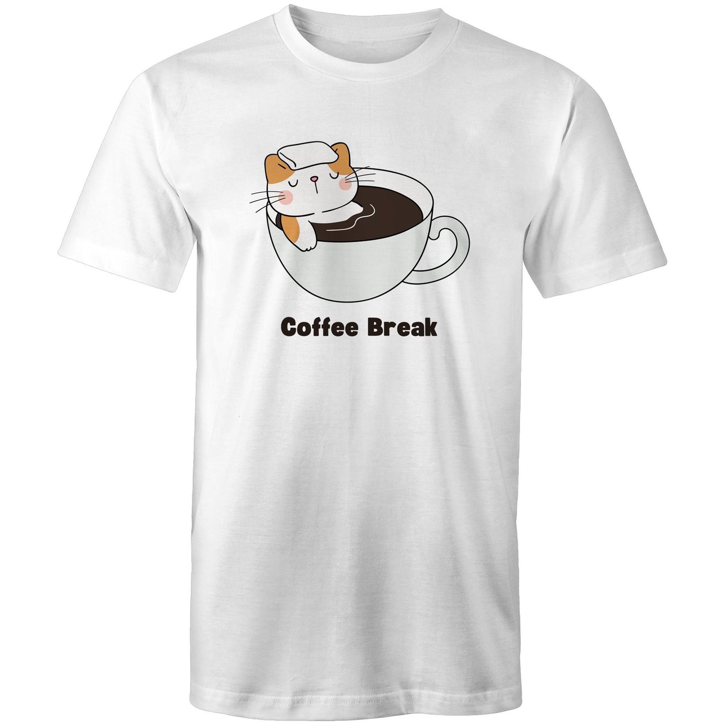 Cat Coffee Break - Mens T-Shirt White Mens T-shirt animal Coffee