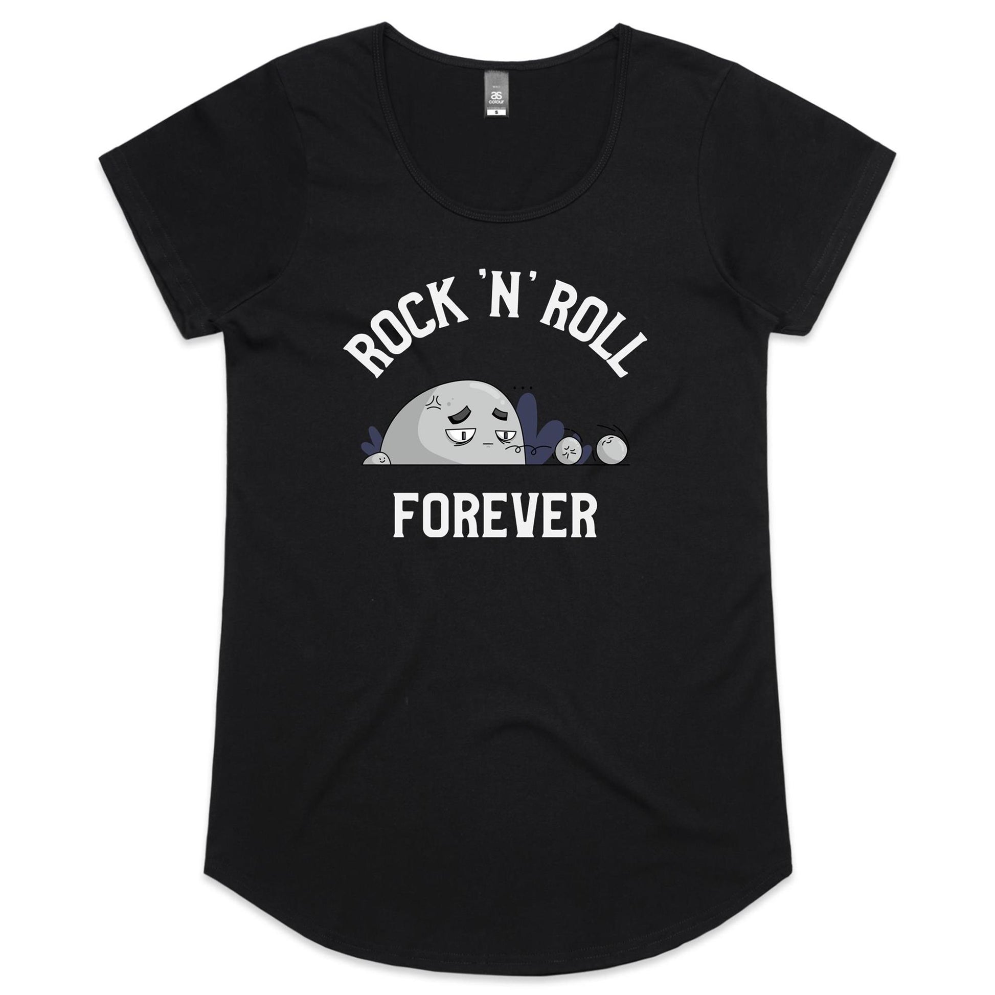 Rock 'N' Roll Forever - Womens Scoop Neck T-Shirt Black Womens Scoop Neck T-shirt Music