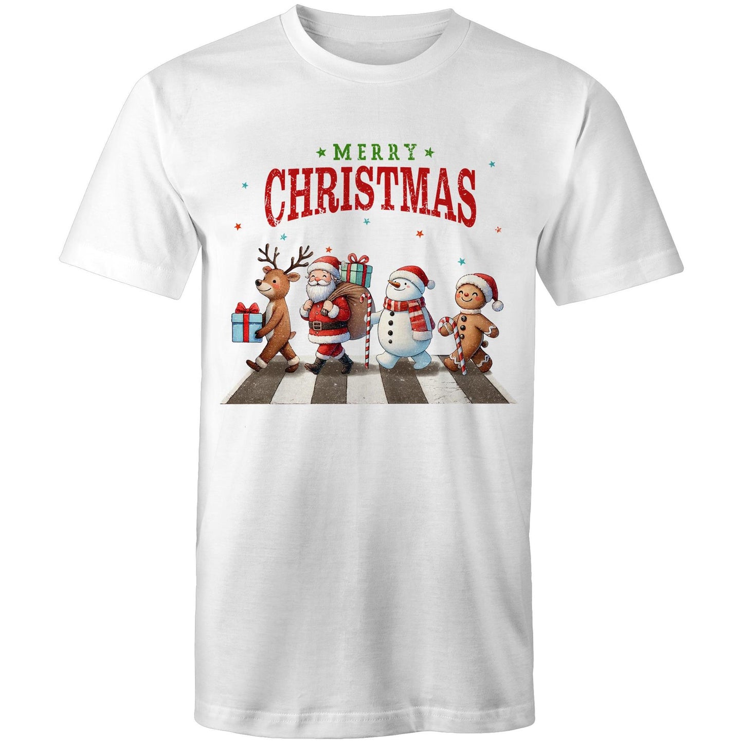 Fab Four, Merry Christmas - Mens T-Shirt White Mens Christmas T-shirt Christmas Printed In Australia