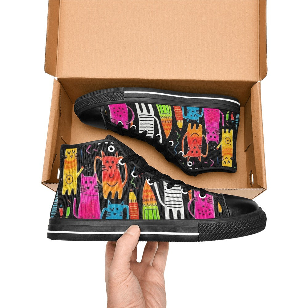 Colourful Cats - Men's High Top Canvas Shoes