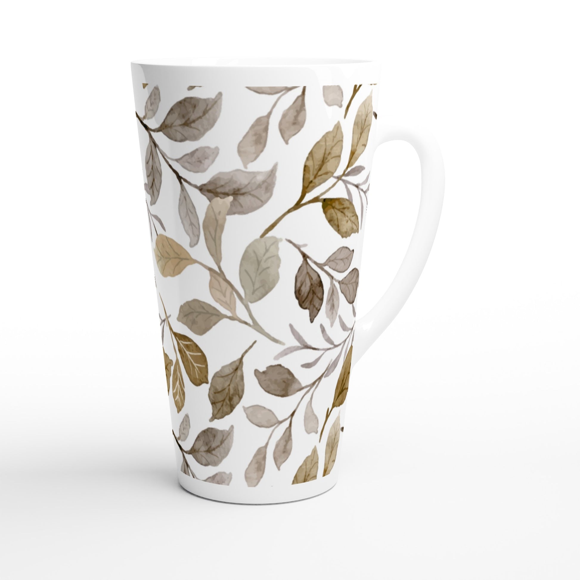 Autumn Leaves - White Latte 17oz Ceramic Mug Latte Mug Plants
