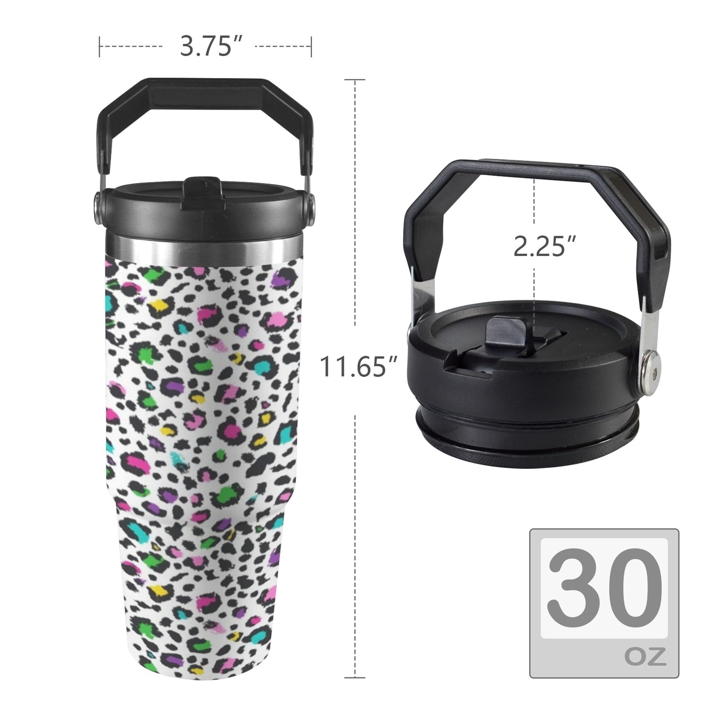 Animal Print In Colour - 30oz Tumbler with Top Handle