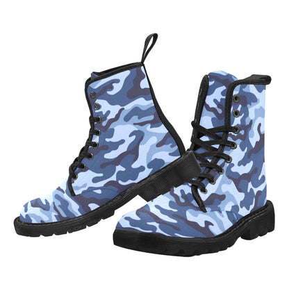 Blue Camouflage - Martin Boots for Men (Black)