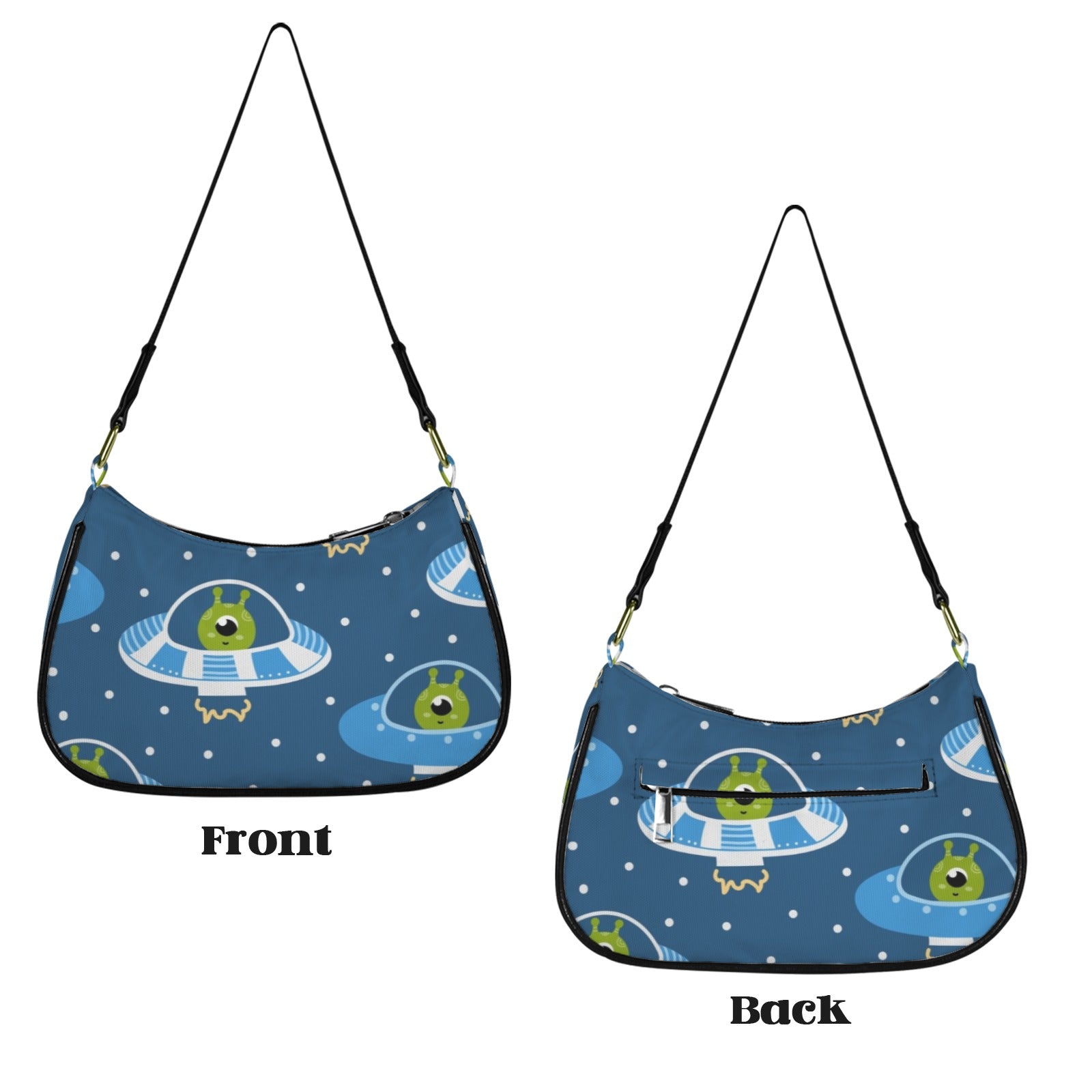 Cute Aliens in UFOs - Small Shoulder Bag Small Shoulder Bag Printed Offshore Sci Fi