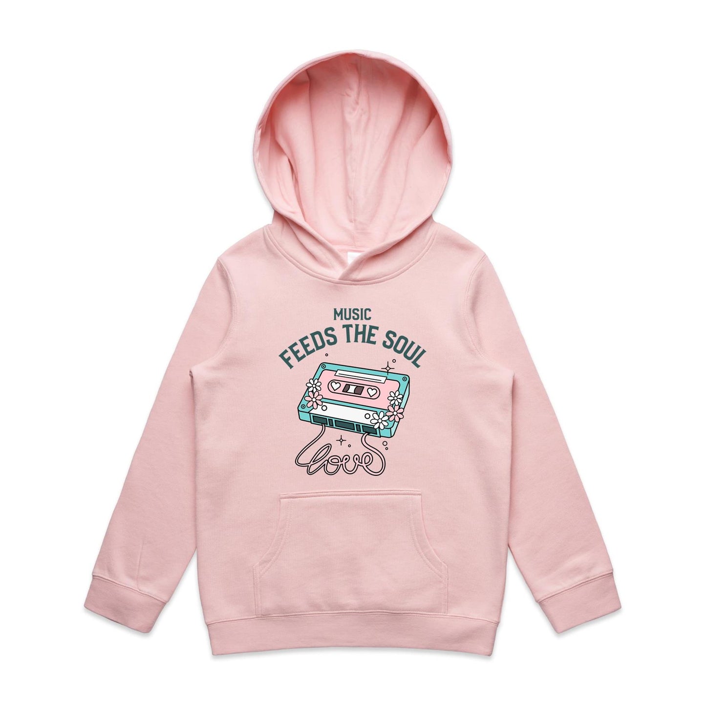 Music Feeds The Soul - Youth Supply Hood Pink Kids Hoodie Music