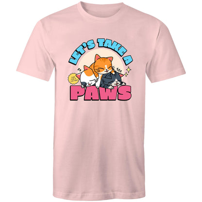 Let's Take A Paws, Time For A Cat Nap - Mens T-Shirt Pink Mens T-shirt animal