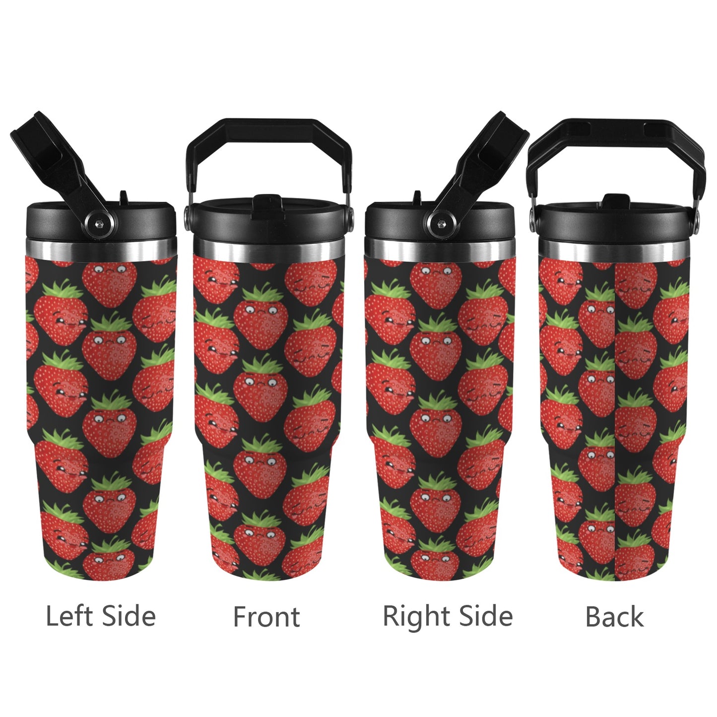 Strawberry Characters - 30oz Tumbler with Top Handle