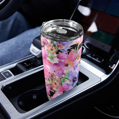 Bright Pink Floral - 20oz Travel Mug / Tumbler