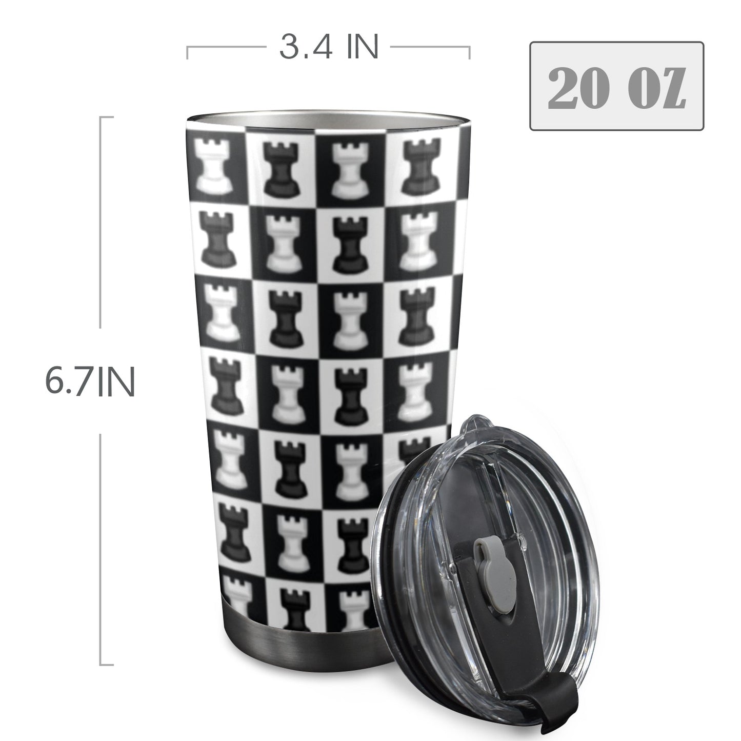 Chess Black And White - 20oz Travel Mug / Tumbler