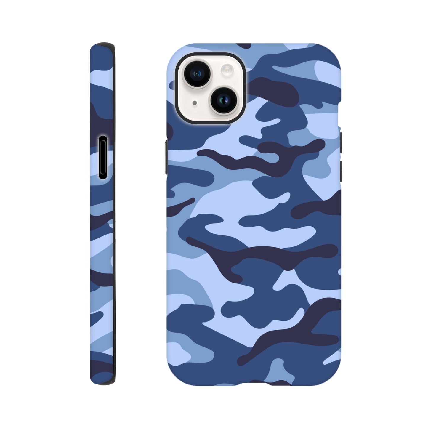 Blue Camouflage - Phone Tough Case iPhone 14 Plus Phone Case Globally Fulfilled