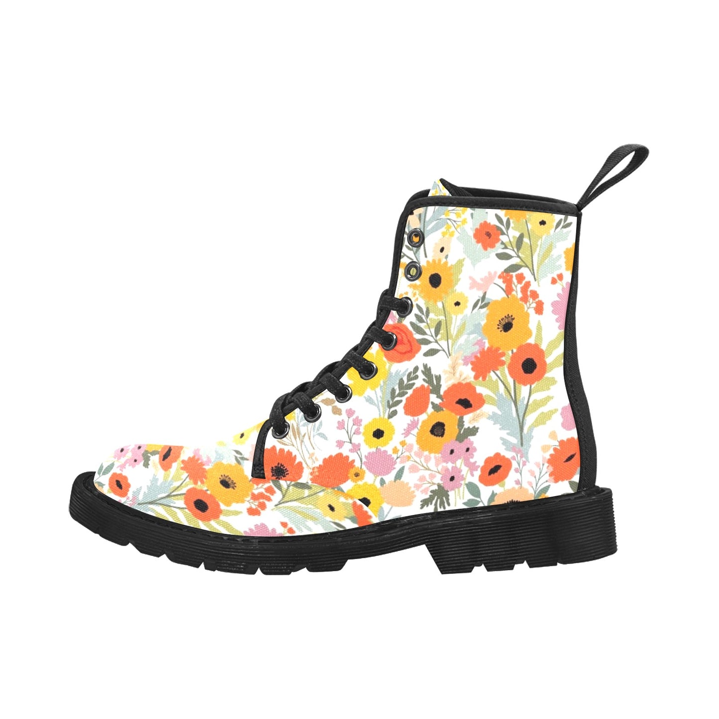 Fun Floral - Martin Boots for Women (Black)