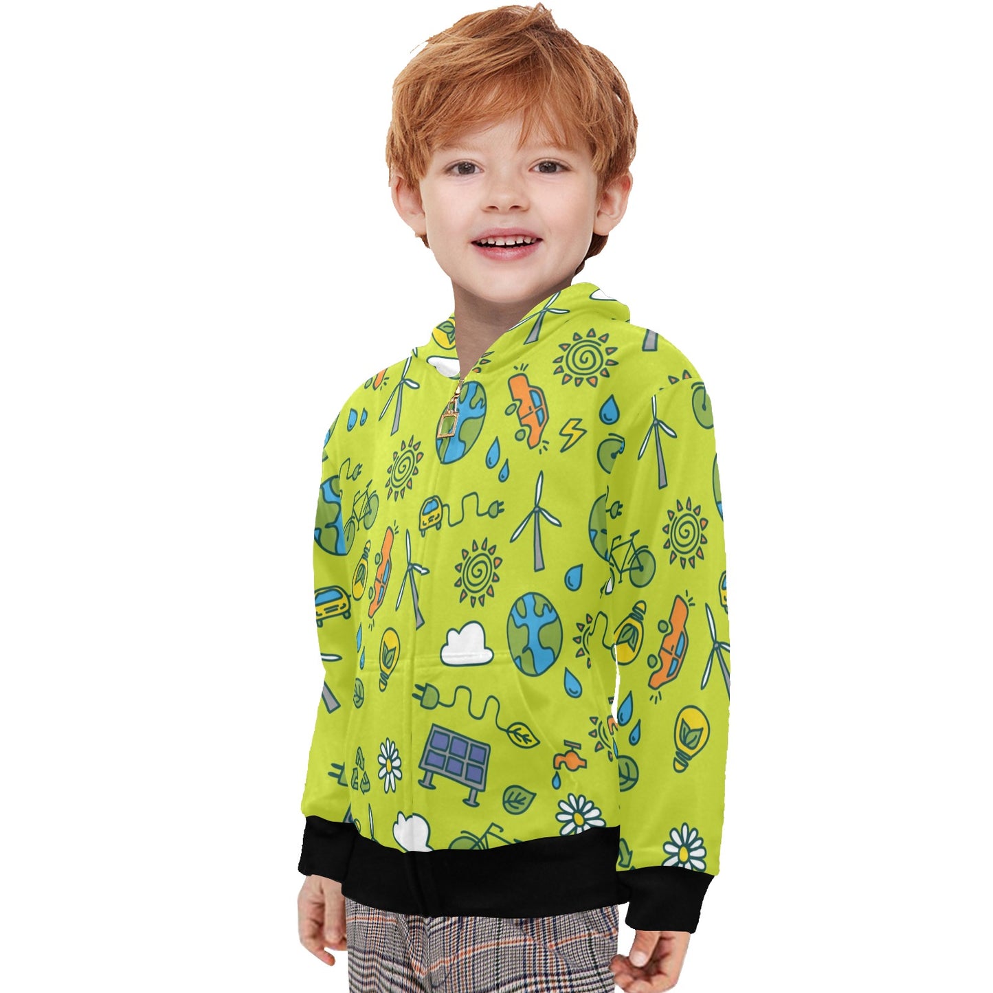 Go Green - Junior Boys Zip Up Hoodie