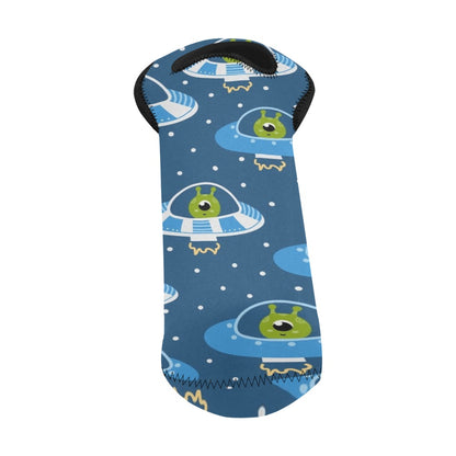 Cute Aliens in UFOs - Neoprene Wine Bag Wine Bag Printed Offshore Sci Fi