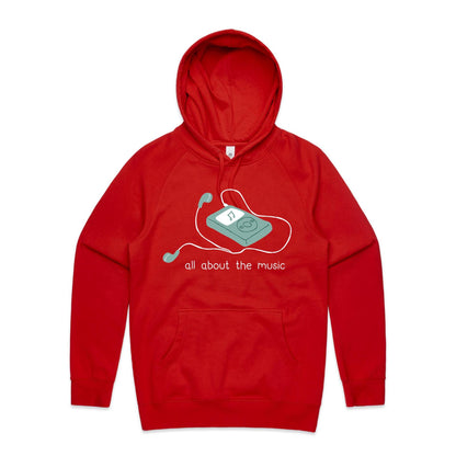 All About The Music, Music Player - Supply Hood Red Mens Supply Hoodie music retro tech