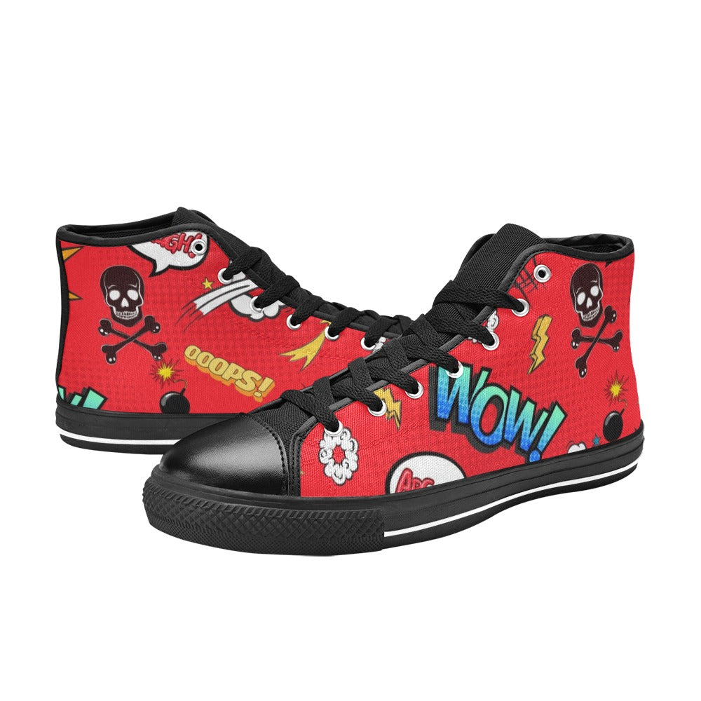 Comic Book Red - Men's High Top Canvas Shoes