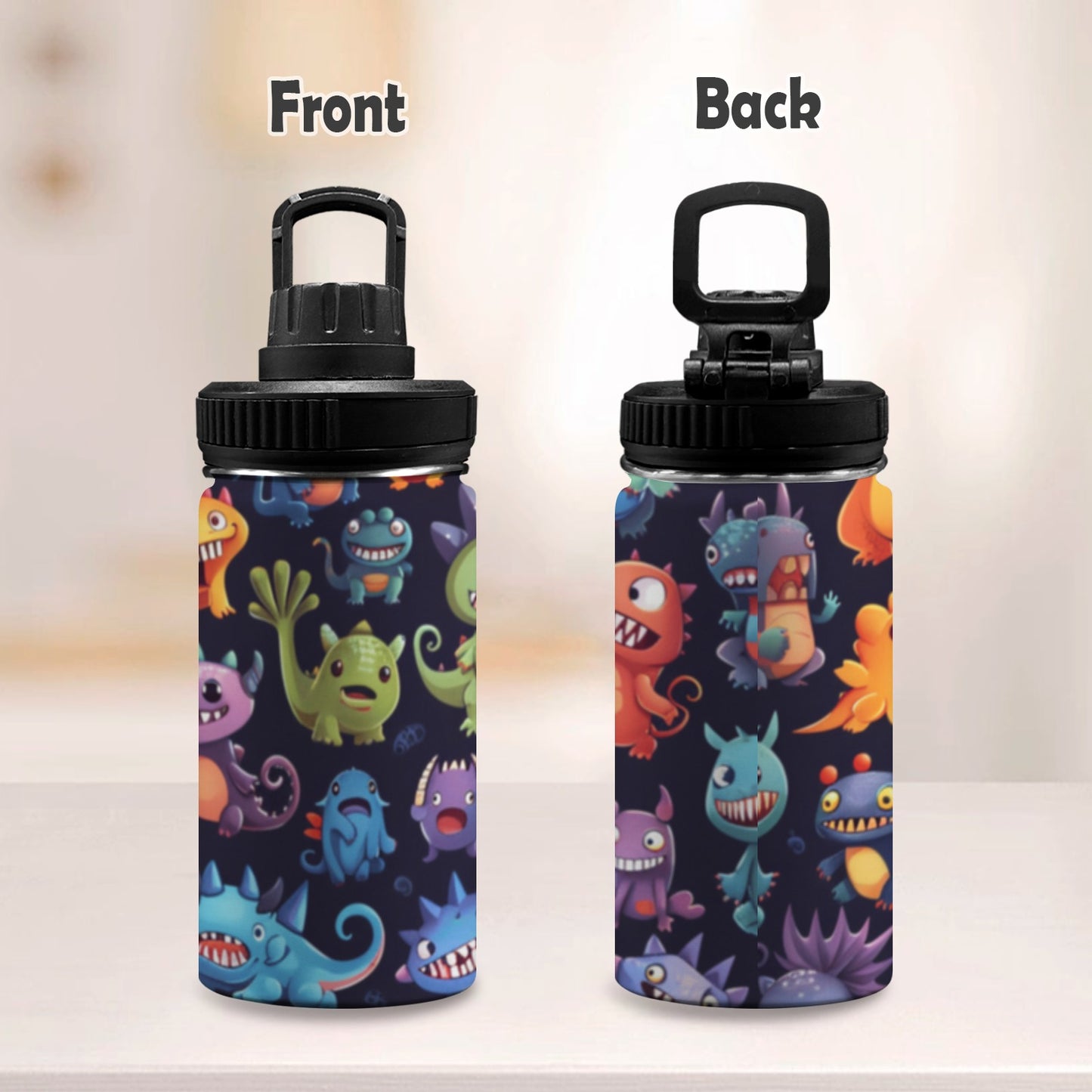 Monster Mania - Kids Water Bottle with Chug Lid (12 oz)