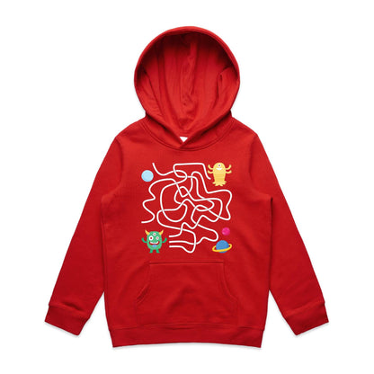 Find The Right Path, Space Alien - Youth Supply Hood Red Kids Hoodie Sci Fi Space