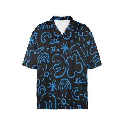 Blue Squiggle - Womens Hawaiian Shirt