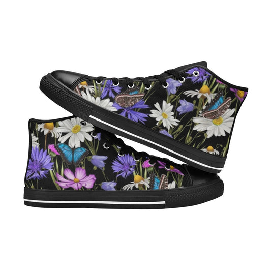 Butterfly Flowers - Women's High Top Canvas Shoes