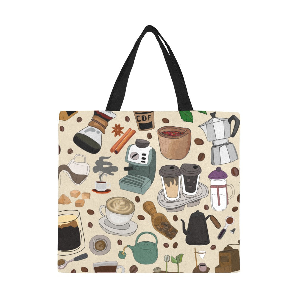 All The Coffee - Full Print Canvas Tote Bag Full Print Canvas Tote Bag Printed Offshore