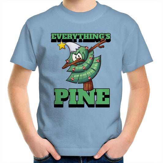 Everything's Pine - Kids Youth T-Shirt Carolina Blue Christmas Kids T-shirt Merry Christmas