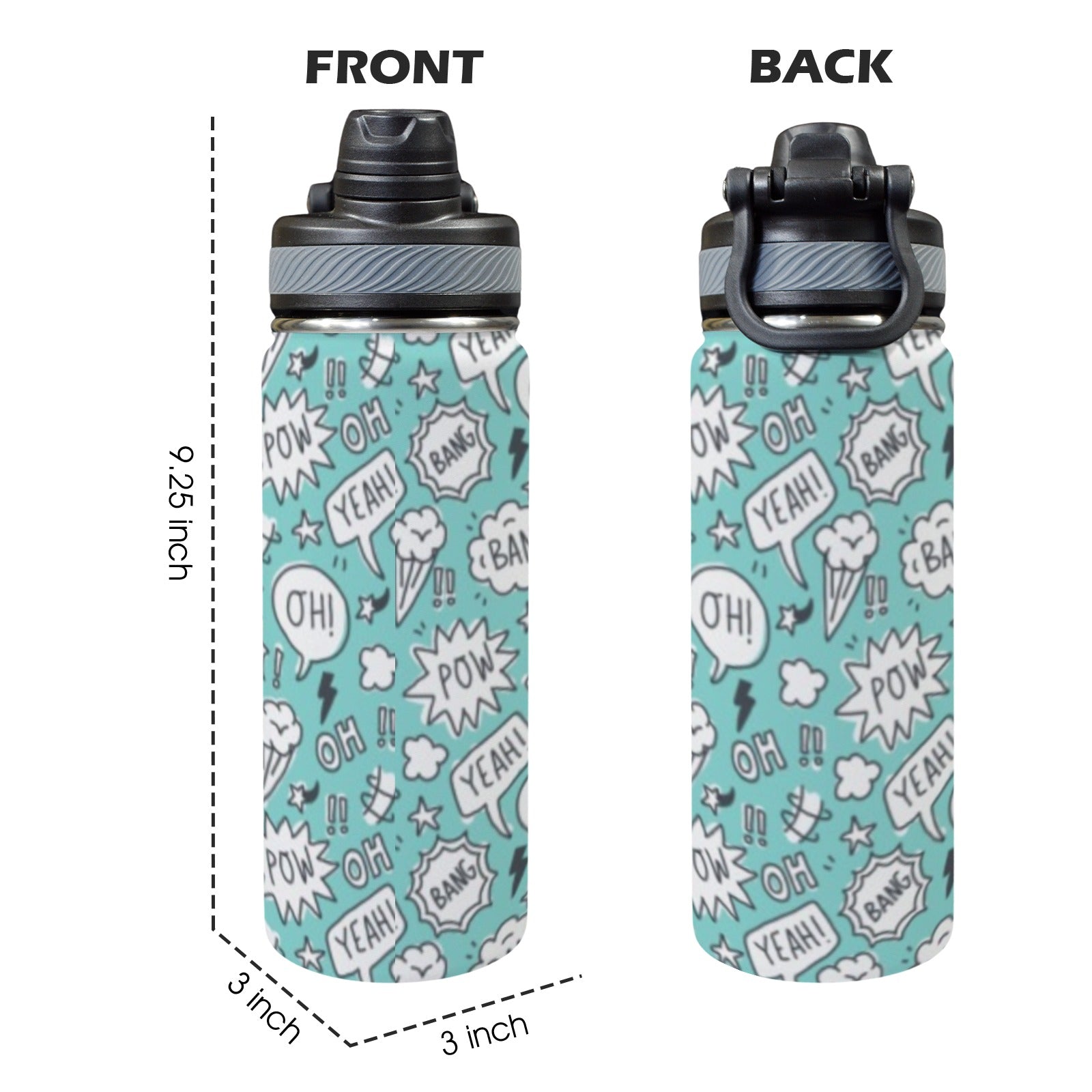 Comic Book Speech Bubbles - Insulated Water Bottle with Dual-Use Lid (18oz) Insulated Water Bottle with Dual-Use Lid (18oz) comic Printed Offshore