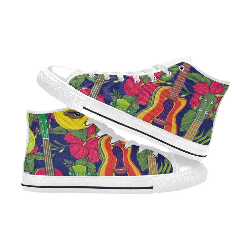 Ukulele - Women's High Top Canvas Shoes