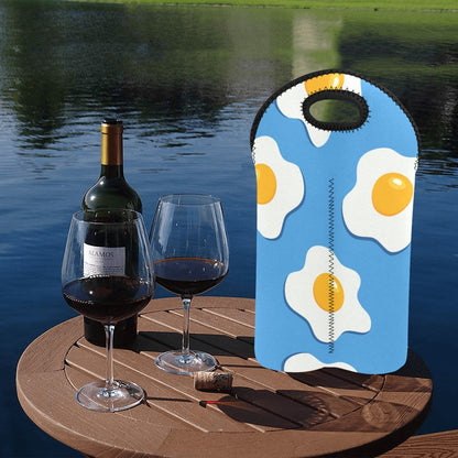 Fried Eggs - 2-Bottle Neoprene Wine Bag 2 Bottle Wine Bag Food Printed Offshore