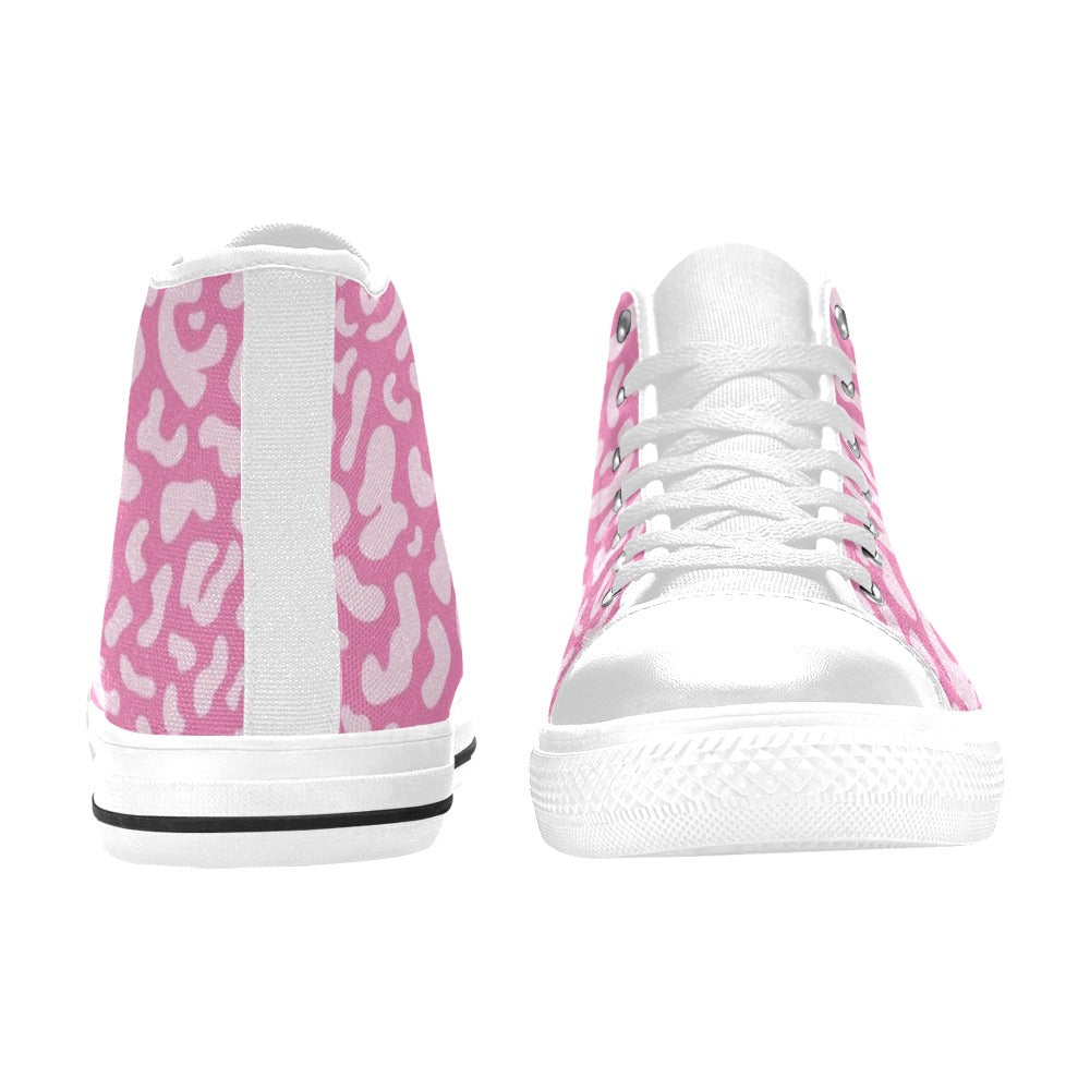 Pink Leopard - Men's High Top Canvas Shoes