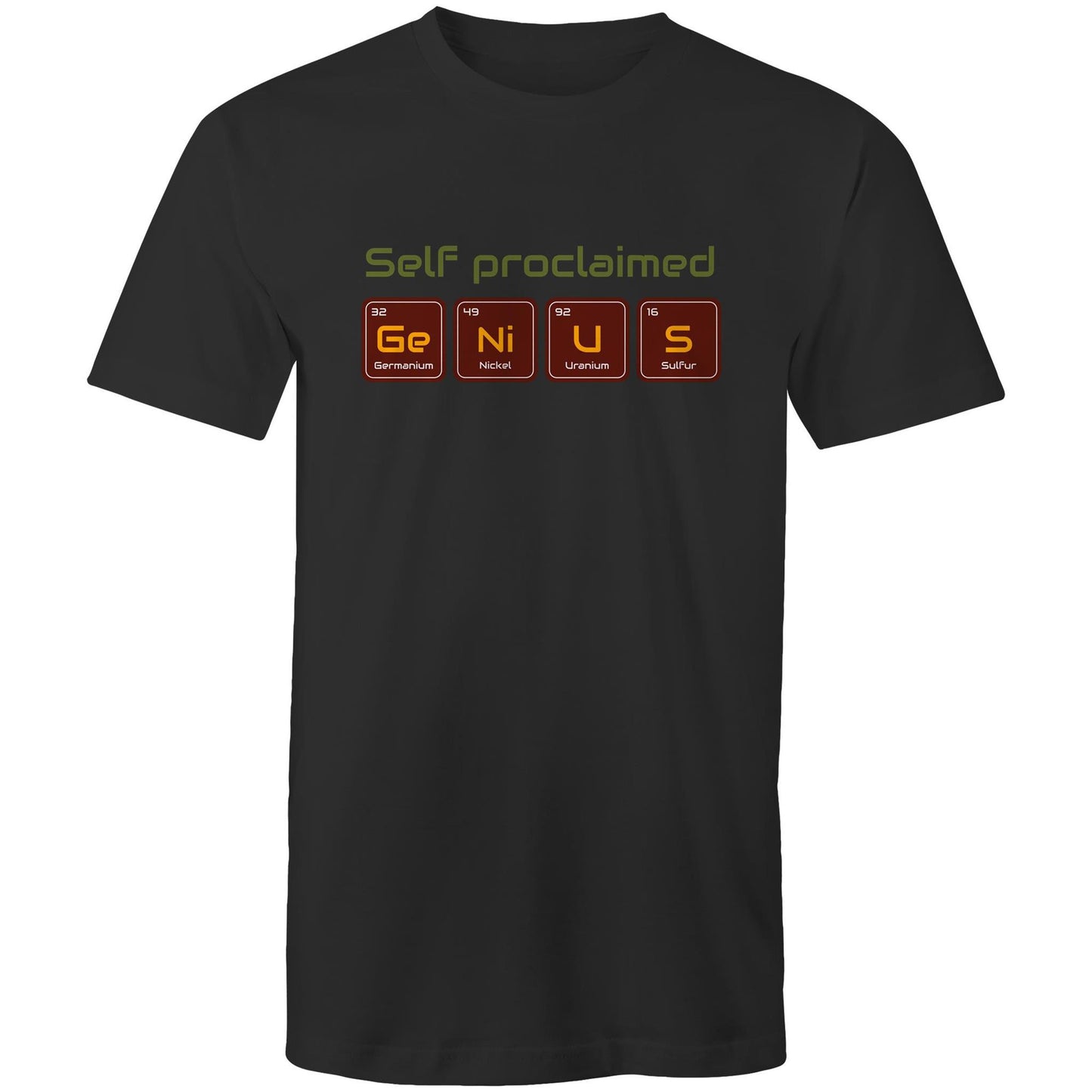 Self Proclaimed Genius, Periodic Table - Mens T-Shirt Black Mens T-shirt Science