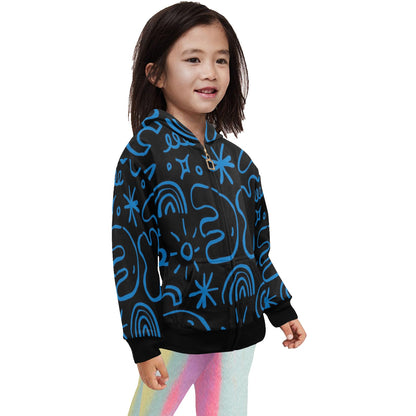 Blue Squiggle - Junior Girls Zip Up Hoodie