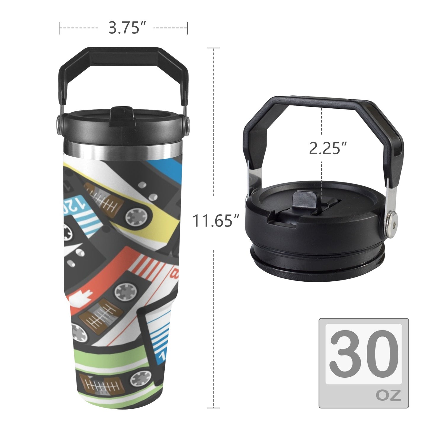 Cassette Tapes - 30oz Tumbler with Top Handle