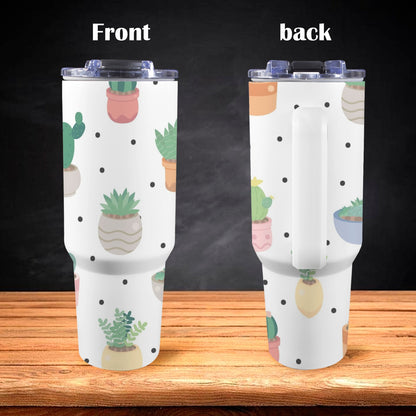 Cactus Love - 40oz Tumbler with White Handle