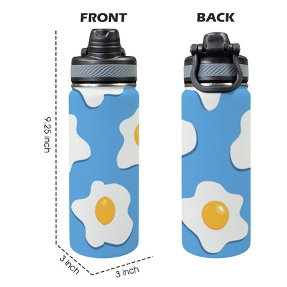 Fried Eggs - Insulated Water Bottle with Dual-Use Lid (18oz)