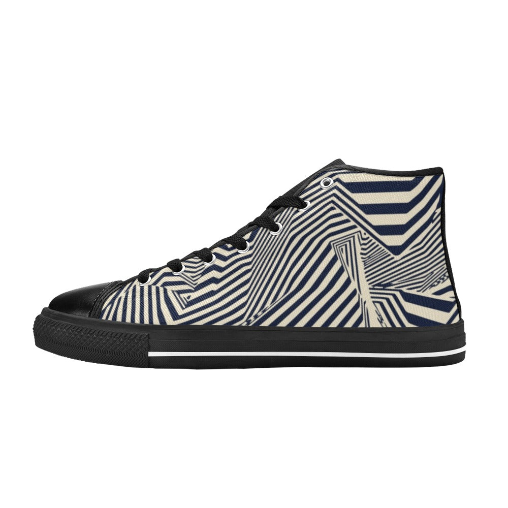 Crazy Lines - Men's High Top Canvas Shoes