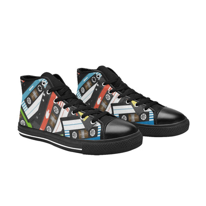 Cassette Tapes - Women's High Top Canvas Shoes