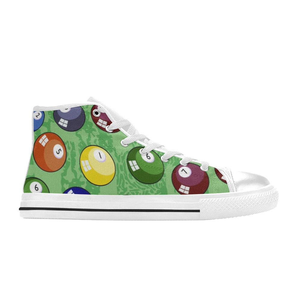 Pool Balls - Women's High Top Canvas Shoes