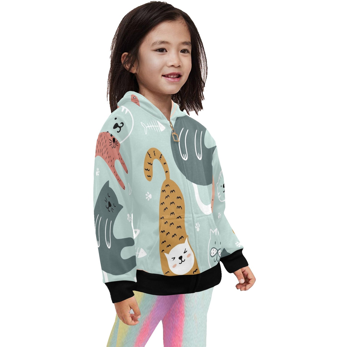 Cat Stretch - Junior Girls Zip Up Hoodie