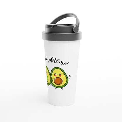 Avocado, You Complete Me - White 15oz Stainless Steel Travel Mug Travel Mug food Globally Fulfilled Love