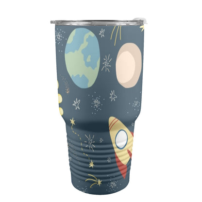 Rocket and Planets In Space - 30oz Insulated Stainless Steel Mobile Tumbler