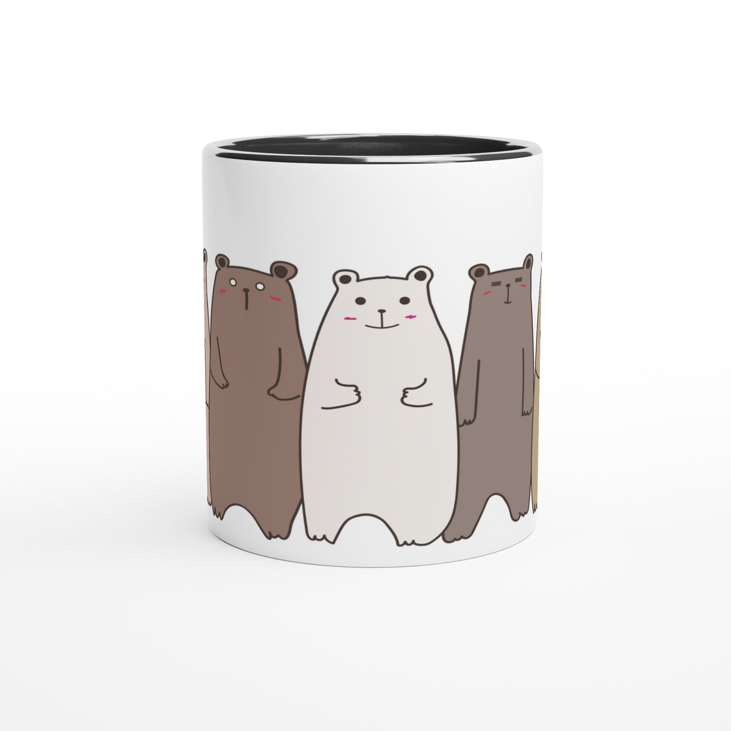 Bears In A Row - White 11oz Ceramic Mug with Colour Inside Colour 11oz Mug animal