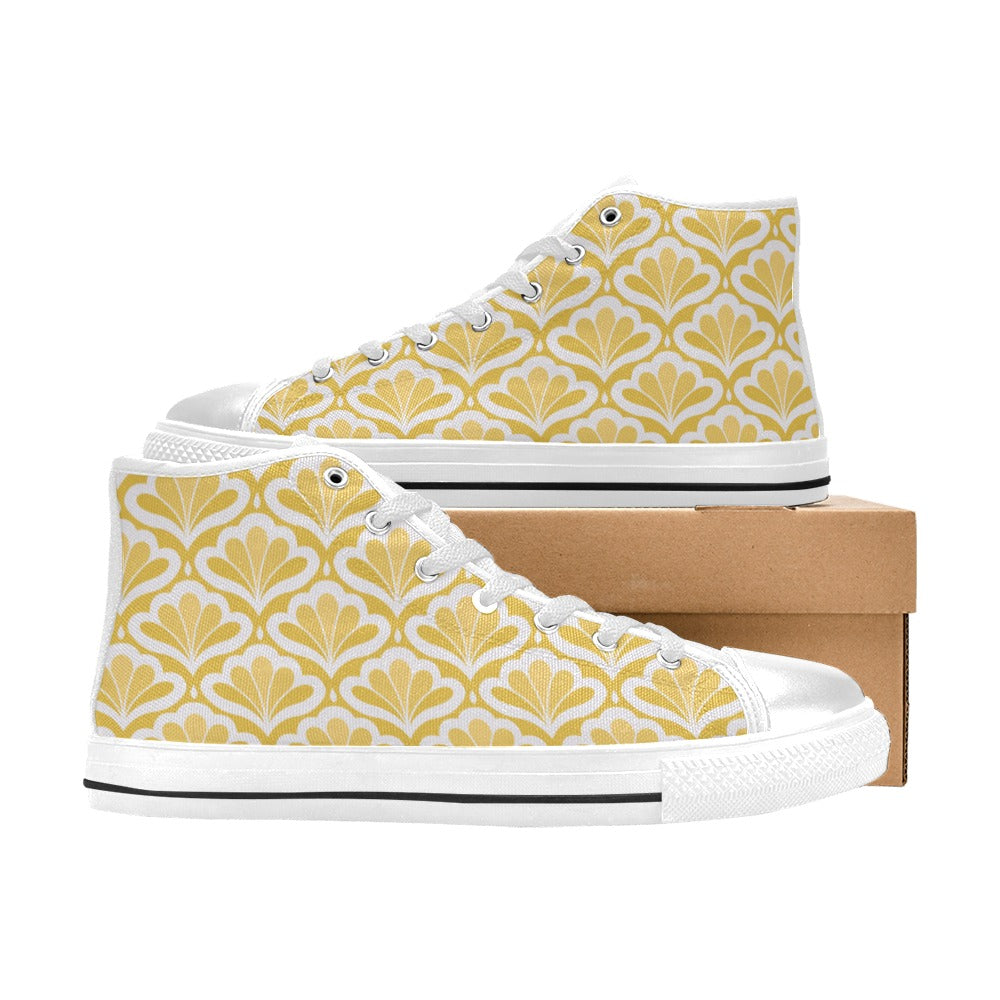 Yellow Pattern - Men's High Top Canvas Shoes