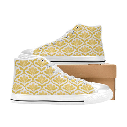 Yellow Pattern - Men's High Top Canvas Shoes