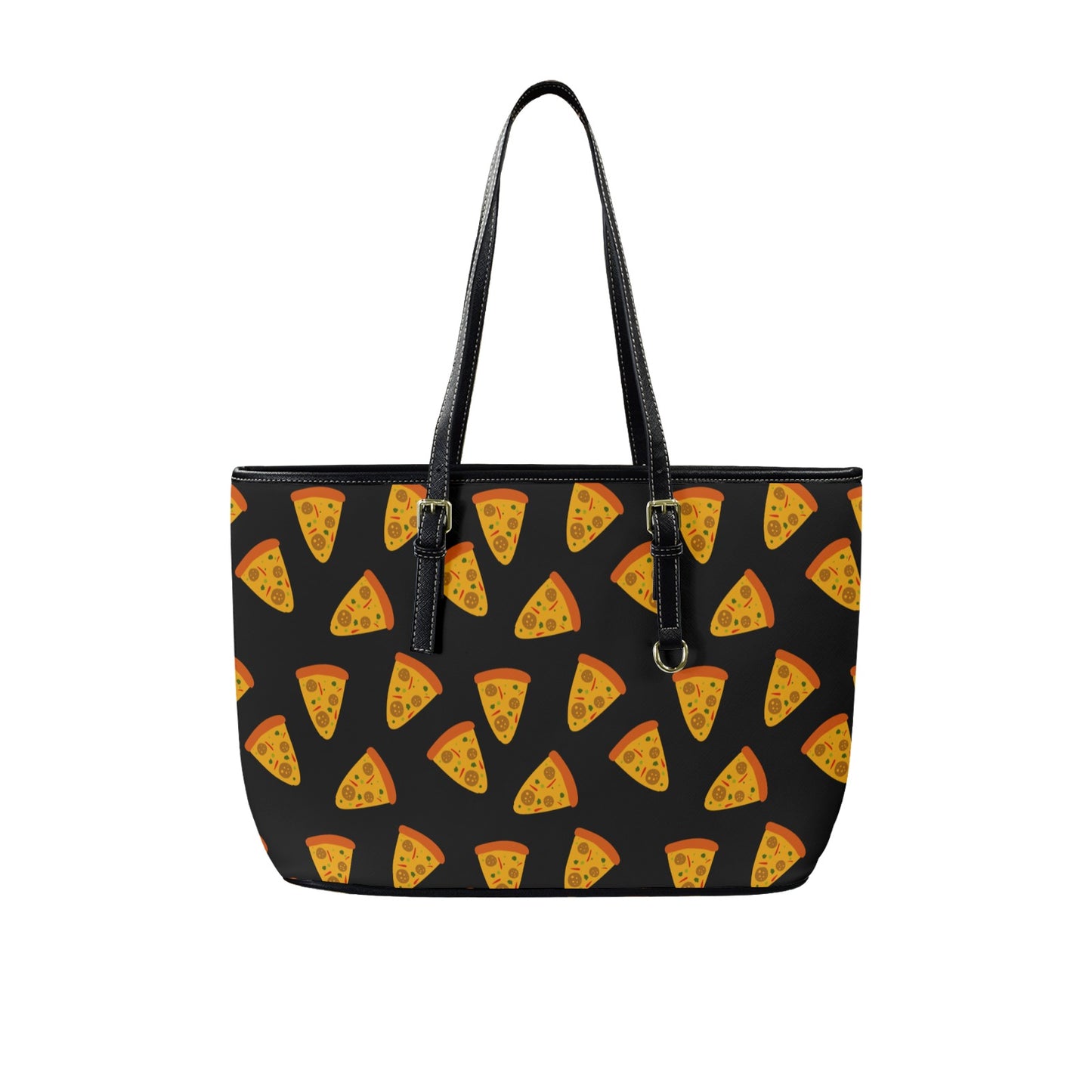 Pizzas - Leather Tote Bag-Large