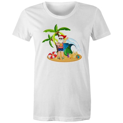 Summer Surf Santa - Womens T-shirt