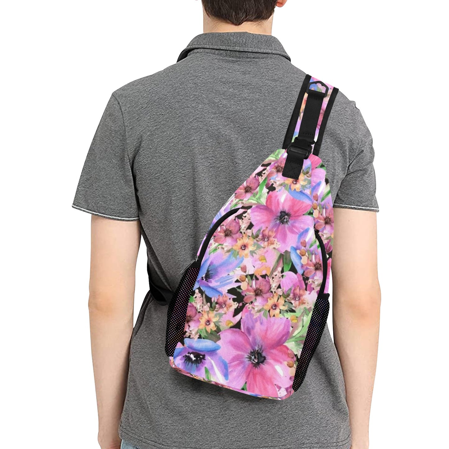 Bright Pink Floral - Cross-Body Chest Bag Cross-Body Chest Bag