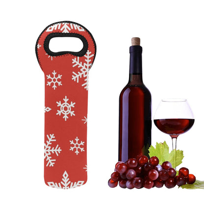 Red Snowflakes, Christmas - Neoprene Wine Bag Wine Bag Christmas Printed Offshore