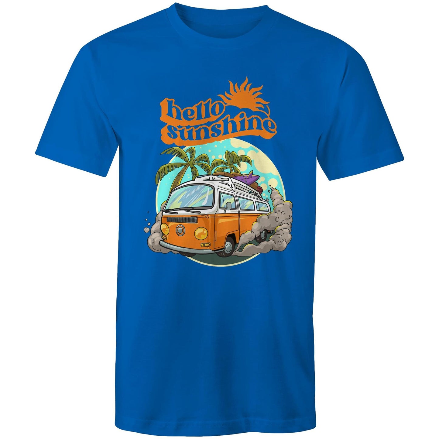 Hello Sunshine, Beach Van - Mens T-Shirt Bright Royal Mens T-shirt Summer Surf