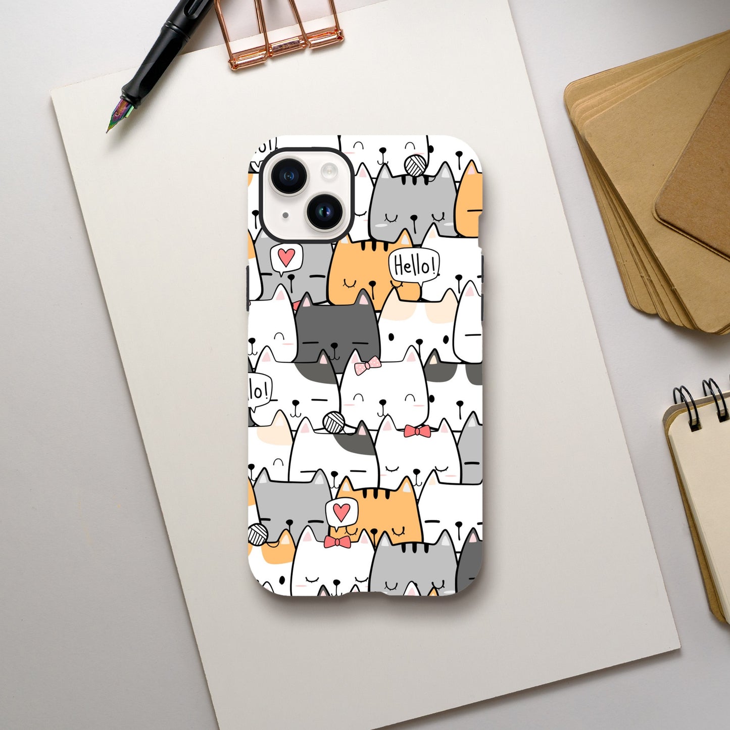 Cat Hello - Phone Tough Case iPhone 14 Plus Phone Case